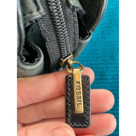 Fossil 1954 Multi Textured Leather Rectangle Satchel Shoulder Bag Black CUTE! - Picture 5 of 11